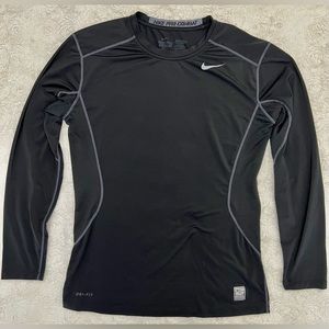 Nike Mens Pro Combat Dri-fit long sleeve top. Size medium in Black with Grey.